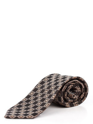 Краватка атласний, коричневий у квадрати