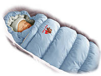 Пуховый конверт-одеяло для новорожденных для зимы и демисезона "Inflated Ontario Baby Цвет желтый и голубой. Голубой