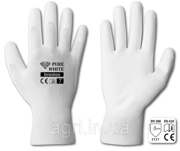 Рукавички робочі PURE WHITE поліуретан, розмір 7