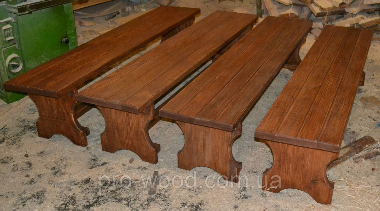 Лавка під старовину з масиву сосни, фото 1