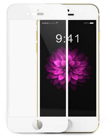 Захисне Скло Remax для iPhone 6/6S Full cover З білою рамкою Прозоре/білий, фото 1