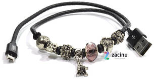 Кабель REMAX RC-058m USB-micro USB Jewellery ser. 50см З підвісками Ейфелева вежа Чорний, фото 1