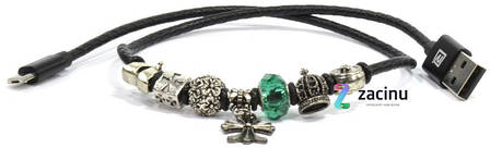 Кабель REMAX RC-058m USB-micro USB Jewellery ser. 50см З підвісками Хрестик Чорний, фото 1