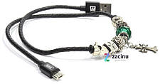 Кабель REMAX RC-058m USB-micro USB Jewellery ser. 50см З підвісками Хрестик Чорний, фото 4