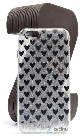 Чохол-накладка TPU для iPhone 6/6S Сердечка Сріблястий, фото 1