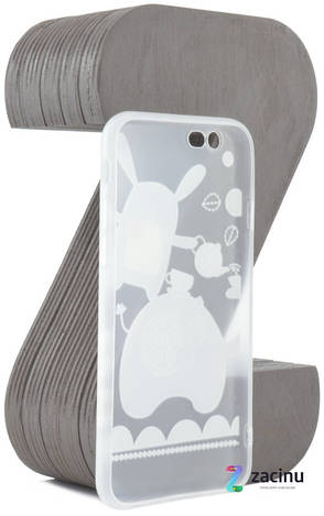 Чохол-накладка TPU для iPhone 6/6S Fashion ZOO ser. Заєць Прозорий/матовий, фото 4