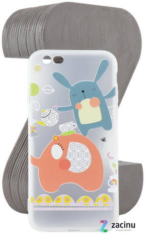 Чохол-накладка TPU для iPhone 6/6S Fashion ZOO ser. Заєць Прозорий/матовий, фото 1