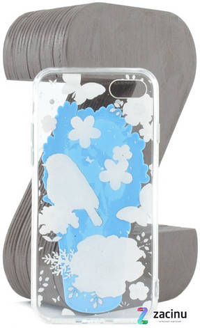 Чохол-накладка TPU для iPhone 7/8 Flowers diamonds ser. Квіти(Wedding) Прозорий/блакитний, фото 3