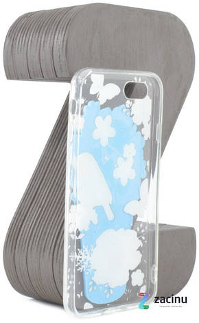 Чохол-накладка TPU для iPhone 7/8 Flowers diamonds ser. Квіти(Wedding) Прозорий/блакитний, фото 4