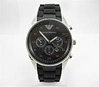 EMPORIO ARMANI SILICONE CHRONOGRAPH 43MM SILVER/BLACK.