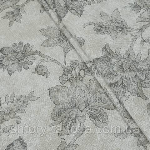 Декоративна тканина, квіти сірий