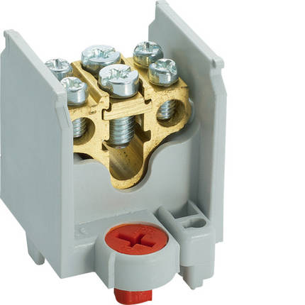 Клемник вводно-розподільний Hager 1-полюсний 100А 35 мм², для шини TS35, фото 1