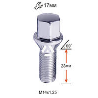 Болт колесный A177110 Cr M14х1,25х28мм Конус (BMW) Хром Ключ 17мм