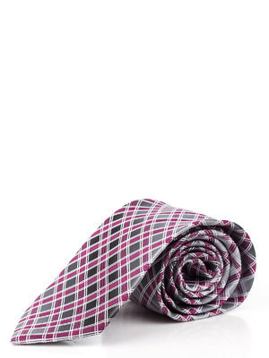 Класичний сірий краватка з мікрофібри з діагональними фіолетовими квадратами