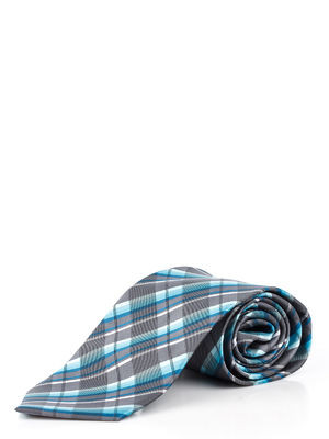 Сірий краватка в блакитну клітку з мікрофібри