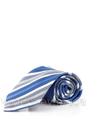 Шовкова синя краватка діагональна смужка, фото 1