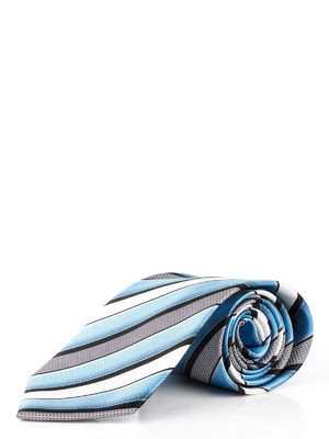 Краватка сірий з мікрофібри в сіро-блакитну смужку