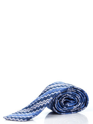 Сіро-синя шовкова краватка в діагональ місоні