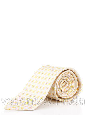Краватка жовта з діагональним малюнком квітів, фото 1