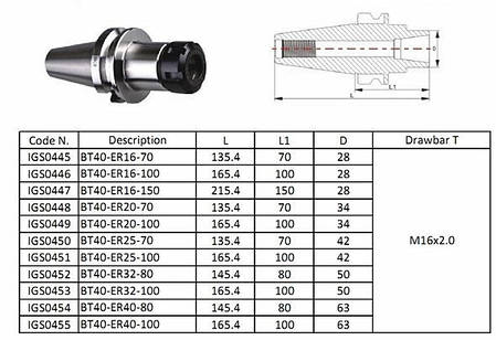 BT40-ER40-80L(MAS403) Патрон цанговий, фото 2