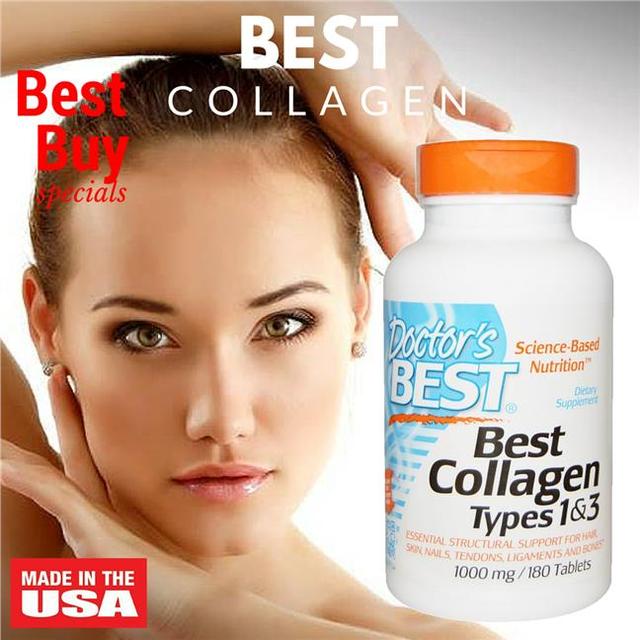Collagen Types 1 and 3 with Peptan Doctor's Best, 180 таблеток, цена