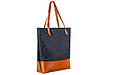 Універсальна Сумка комбінована з натуральної шкіри і тканини денім «Shopper bag», фото 2