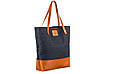 Універсальна Сумка комбінована з натуральної шкіри і тканини денім «Shopper bag», фото 3