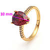 Кільце Крапелька з червоним цирконієм; p.17; р.18; р.18.5; позолота Xuping 18К, фото 3