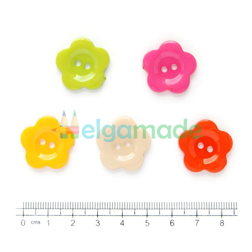 Гудзики пластикові КВІТКИ, 22 мм, 5 шт, мікс, фото 1