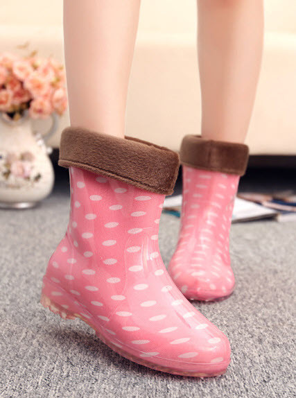 Стильные Резиновые Сапожки \ Полусапожки в Горошек — Купить Недорого на ...