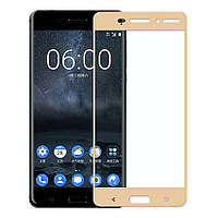 Захисне скло Nokia 6 Full cover золотий 0,26 мм в упаковці