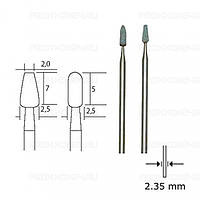 PROXXON 28270, Кремний-карбид боры для гравировки по стеклу, керамике (2 шт., ø 2,5мм)