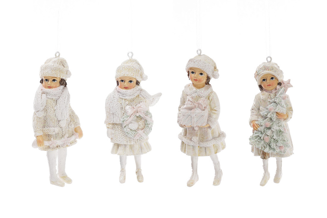 Декоративна статуетка-підвіска Новорічні дівчинки 11см, 4 види, фото 1