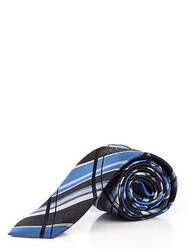 Краватка вузький у синьо-чорну клітку , жакардовый шовк високої якості