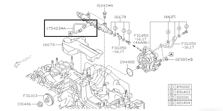 Трубка паливна Subaru Forester S12, 2007-2012, 17542AA060