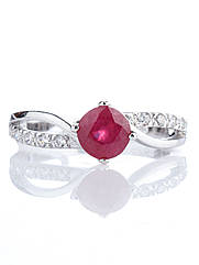 Каблучка срібна з рубіном R-504