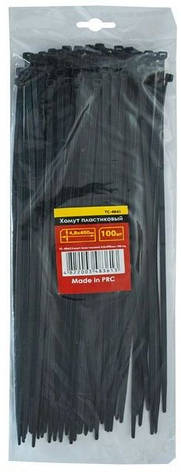 Хомуты (стяжки) пластиковые 4.8x400мм черные INTERTOOL TC-4841 (100 шт), фото 1