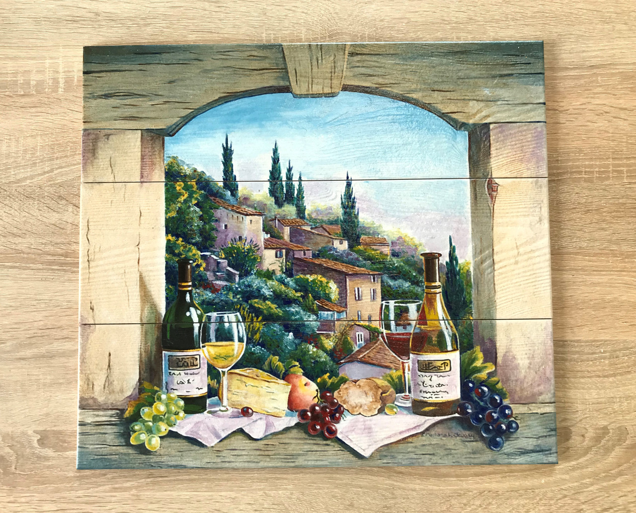 Розпис плитки Фартух для кухні панно з керамічної плитки Натюрморт із вином