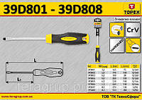 Отвертка шлицевая намагничена 5.0мм, L1-38мм, TOPEX 39D803