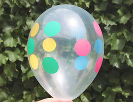 Латексні кульки "Горошок-полька" на прозорому Gemar