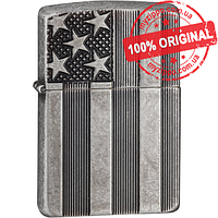 Зажигалка Zippo Armor US Flag Antique Silver Plate 28974