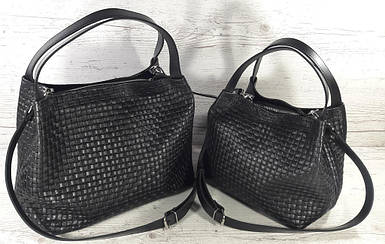 521-XL Натуральна шкіра Сумка жіноча чорна з тисненням 3D шкіряна чорна жіноча сумка м'яка