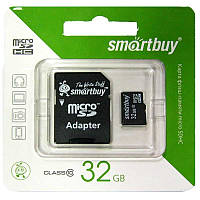 Карта памяти micro-SDHC32Gb Smartbuy Class10 +адаптерSD