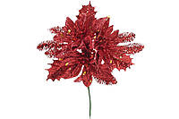 Декоративный букет Пуансеттия 17.5см цвет - красный, в упаковке 48 шт (128-002)