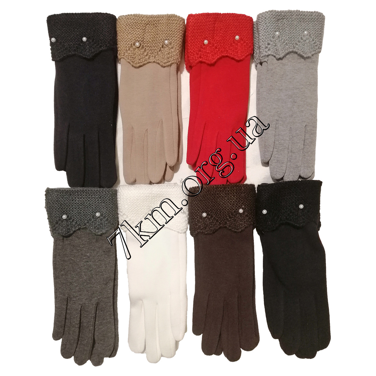 Рукавички жіночі трикотаж +микофибра для смартфонів (два пальця) Оптом G7813, фото 1