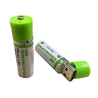 Перезаряджаємі батарейки AA через USB - 1,2В 1450 мАг 2шт