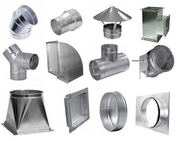 Оцинкованные фасонные изделия, воздуховоды круглого и прямого сечения
