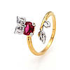 Кольцо Сова з рубіновим цирконием позолота+родій; р.18.5+; р.19.5+; Xuping 18К, фото 3