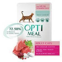 Акція! Optimeal вологий корм для котів із телям у журавлинному соусі 85 г*12шт