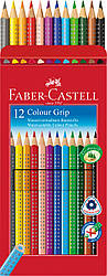Акварельні кольорові олівці Faber-Castell Grip 12 кольорів в картонній коробці, 112412
